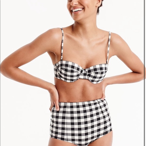NWOT J.Crew Oversized Matte Gingham Underwire Top - Picture 3 of 6